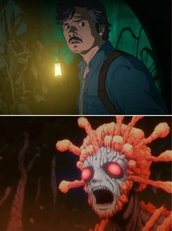 Кадры из сериала The Last of Us в стилистике аниме. Нарисовано нейросетью Midjourney   📷
