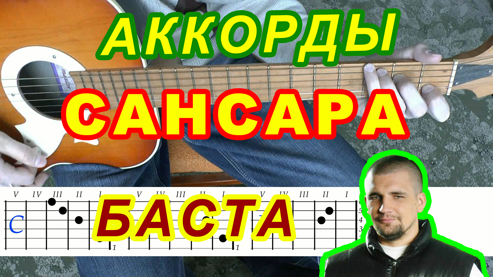 САНСАРА Аккорды 🎸 БАСТА ♪ Разбор песни на гитаре ♫ Гитарный Бой для  начинающих