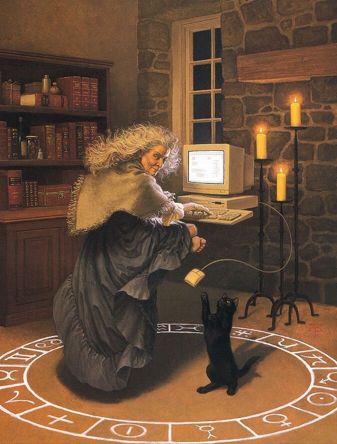 Да, да, современные ведьмы не отвергают прошлое, но пользуются всеми передовыми технологиями:)