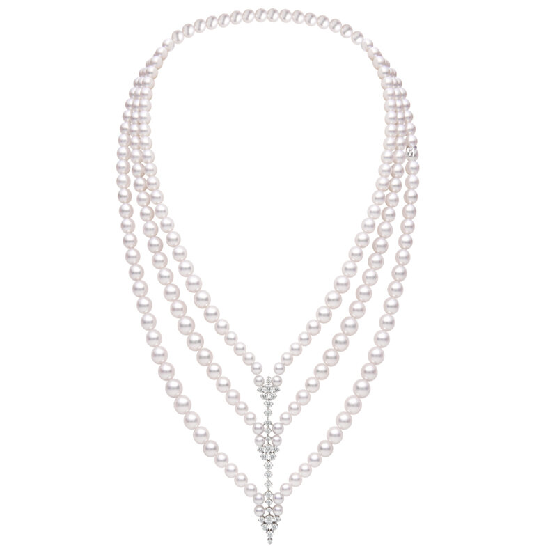 Колье Mikimoto Classic из белого золота с бриллиантами и жемчугом Akoya