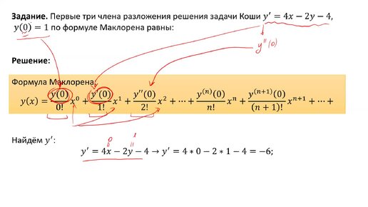 Разложение решения задачи Коши по формуле Маклорена (A10)