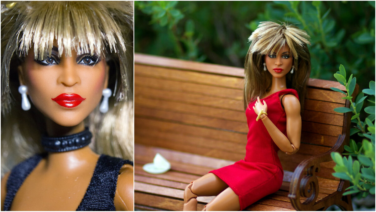 Тина с оригинальной прической и без