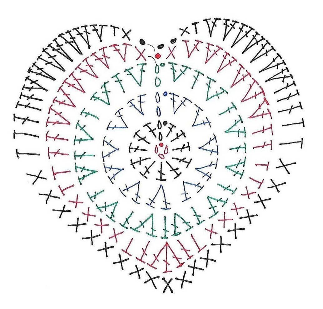 Схема вязания крючком сердечко для начинающих простое