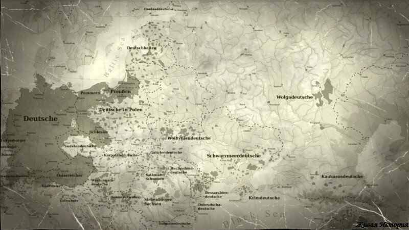Расселение немцев на карте в Восточной Европе