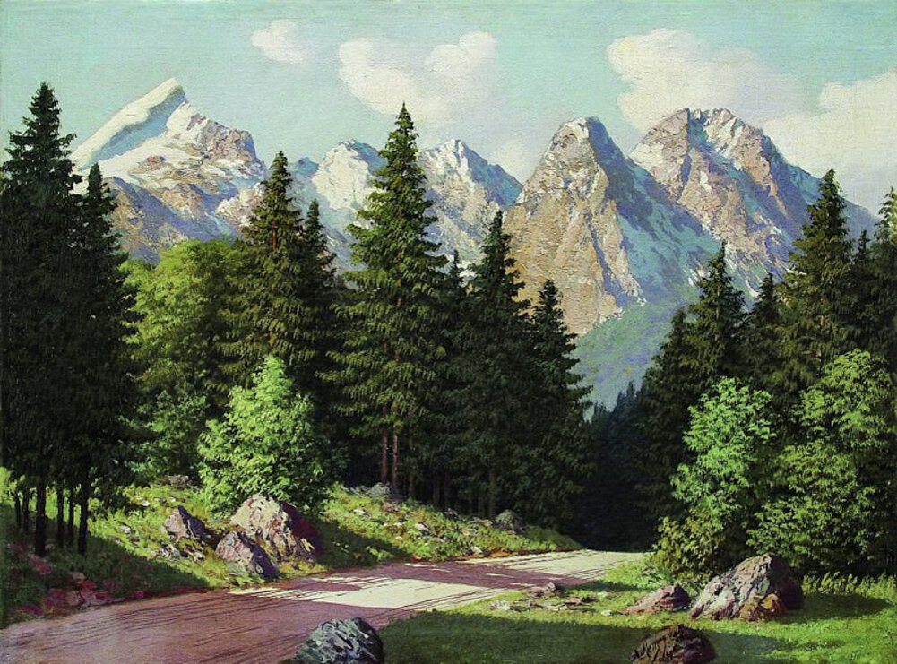 Арсений Мещерский "Горный пейзаж", 1899. Источник: https://gallerix.ru/storeroom/1097044657/