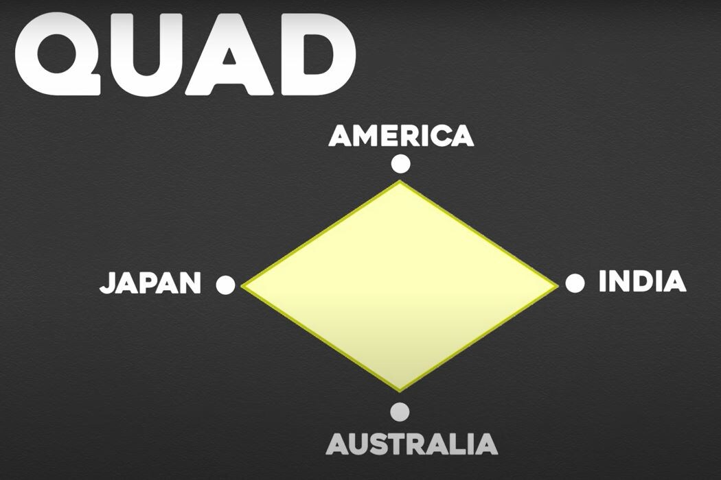 QUAD - международное объединение четырех стран, создающееся США для противостояния амбициям Китая. Так называемый "НАТО против Китая". 