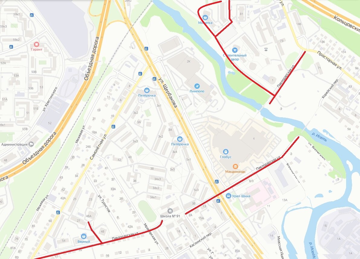 День 147. Водоемная - Павлодарская - Изобретателей (Екатеринбург) © Яндекс