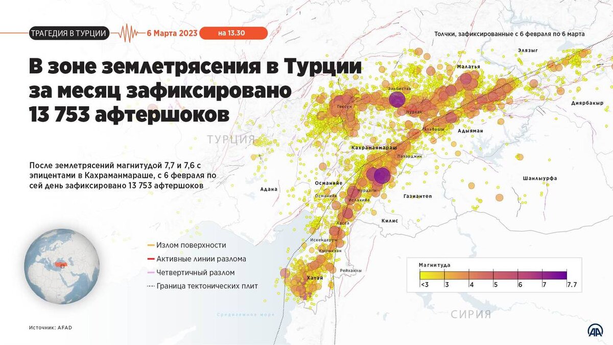 Землетрясение карта онлайн турция