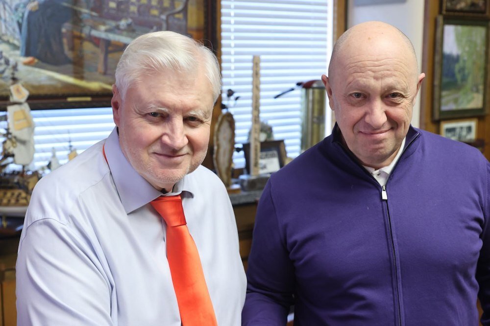 Лидер партии "Справедливая Россия-за правду" Сергей Миронов и глава ЧВК "Вагнер"  Евгений Пригожин.