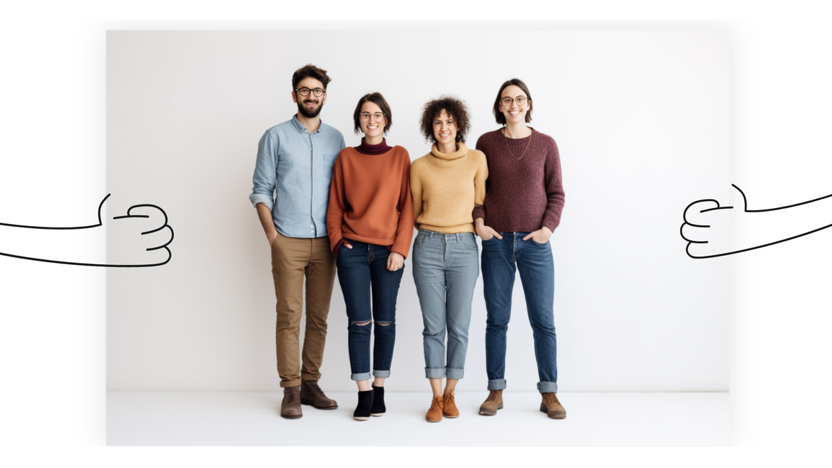 это команда дизайнеров, созданная дизайнером с помощью нейронной сети для дизайнеров