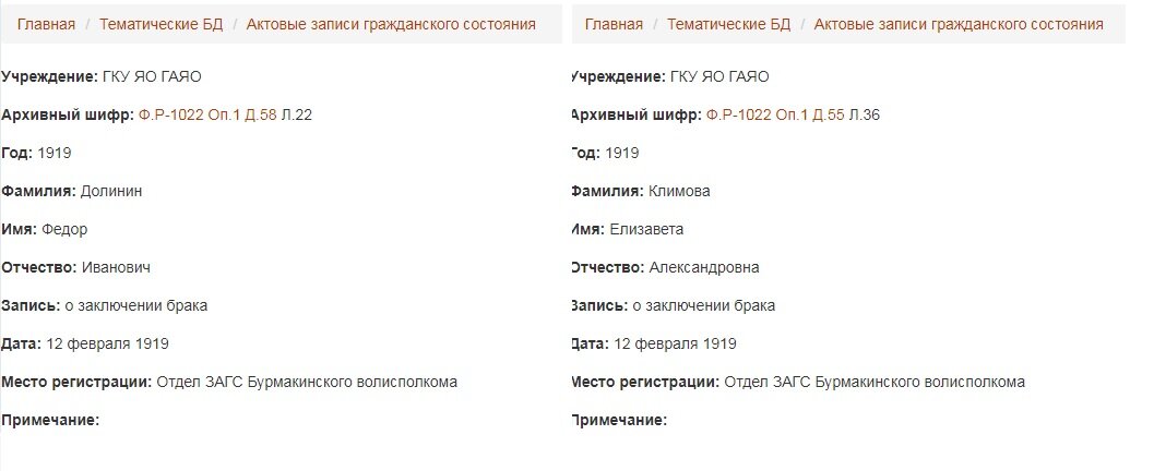 Долилин Федор Иванович и Климова Елизавета Александровна