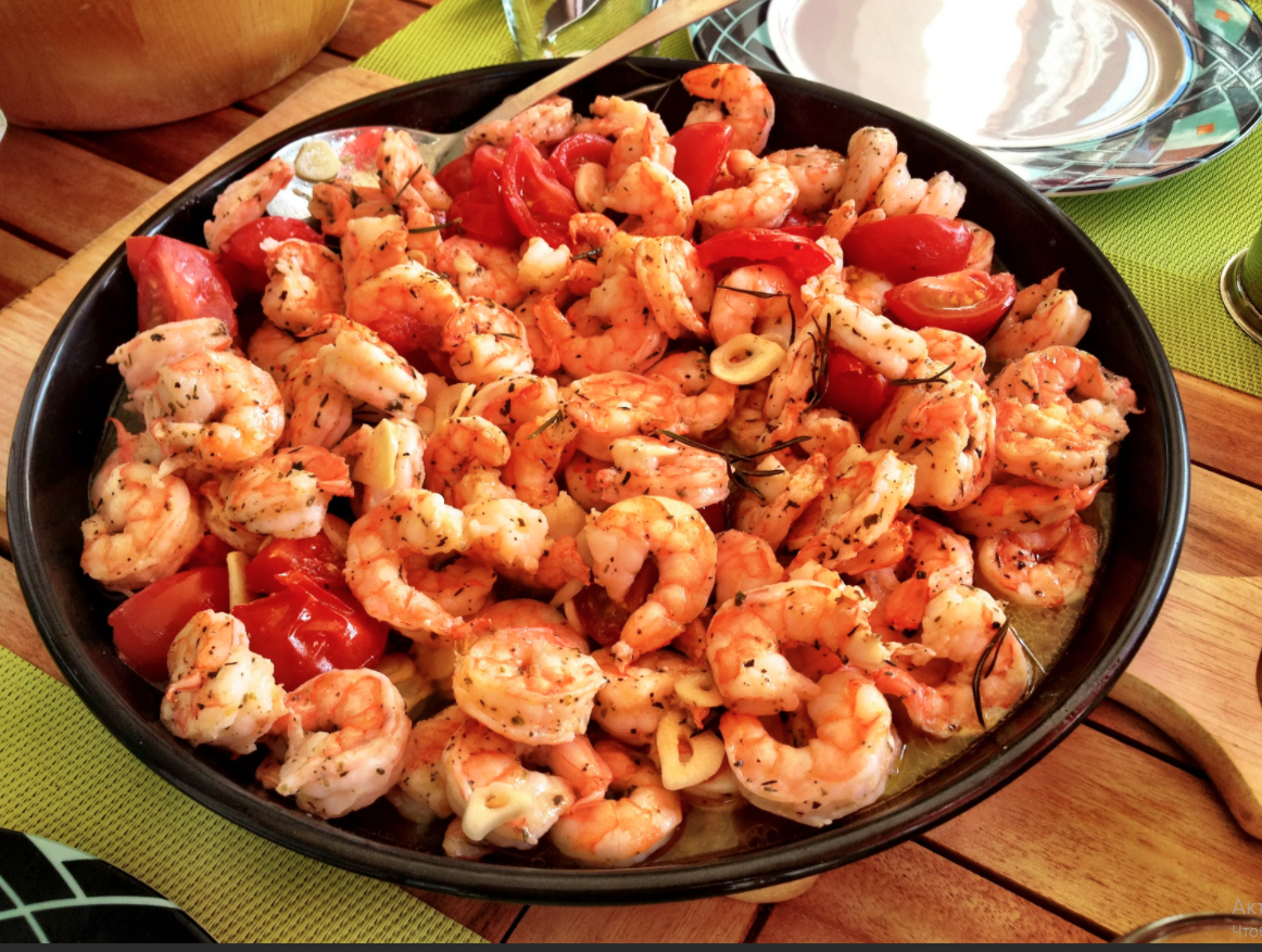 Креветки + помидоры