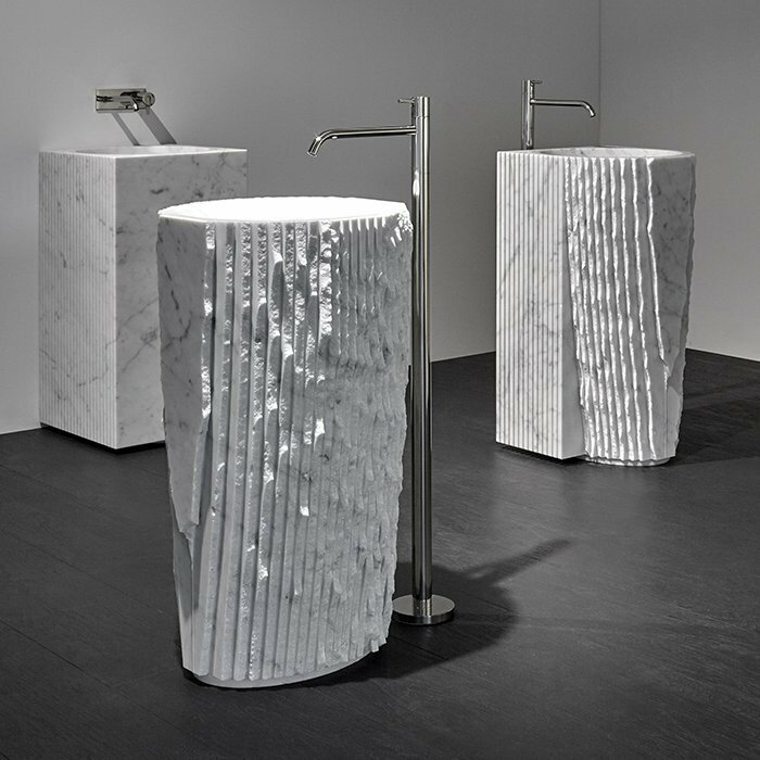 Antonio Lupi Controverso Раковина 45x85x45 см, без отв., напольная, цвет: Marmo Carrara в OOP-SHOP.COM