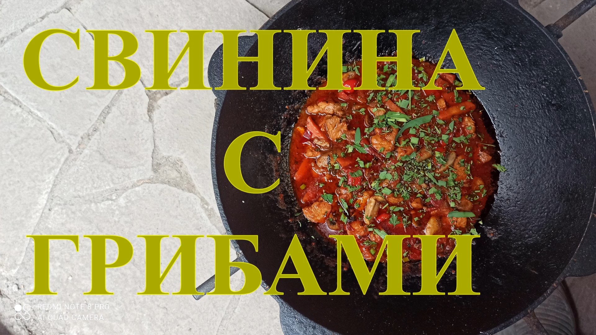 СВИНИНА С ШАМПИНЬОНАМИ И ТОМАТАМИ В КАЗАНЕ #119