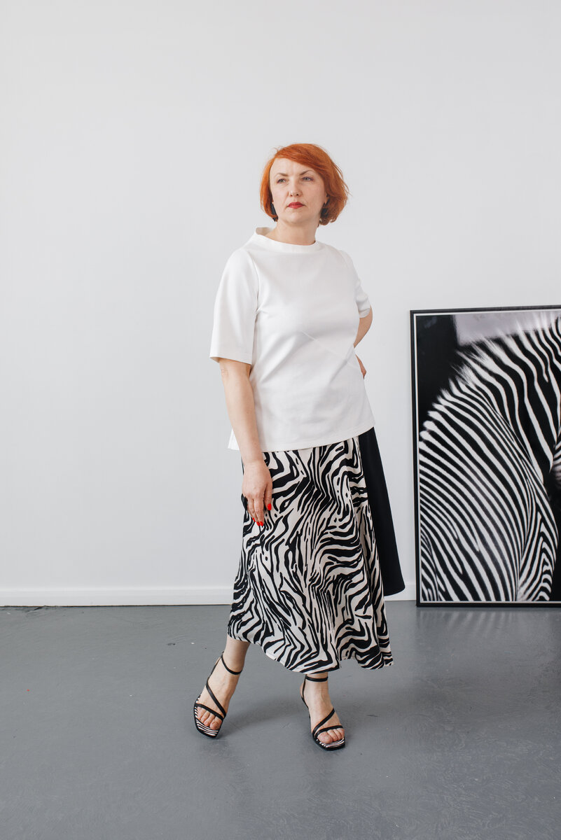 Асимметричная юбка с принтои зебра