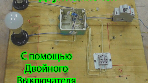 Подключение двух лампочек (светильников). С помощью Двойного Выключателя