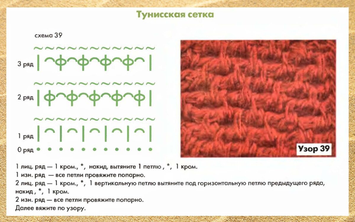 Схемы тунисского вязания