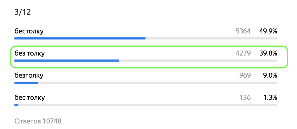 Правильный ответ: "без толку" – это наречие