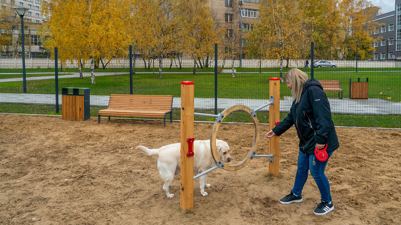    Площадка для выгула собак на Осташковской улице © Пресс-служба комплекса городского хозяйства Москвы