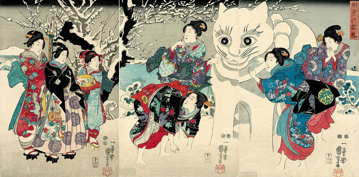 Utagawa Kuniyoshi. Amusements of the First Snowfall (Hatsuyuki no giyû). 1847. Museum of Fine Arts, Boston