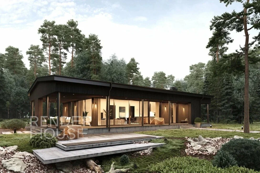 Вид на дом. Источник изображения: Дзен-канал "Render House: канал о лучших каменных домах в РФ"