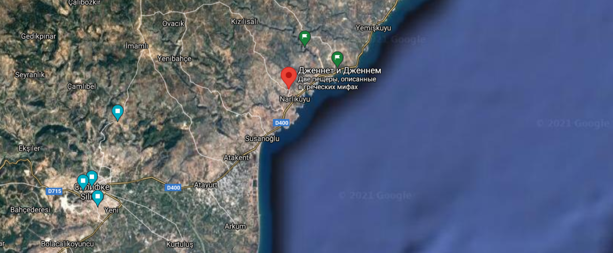 Пещеры на гугл карте