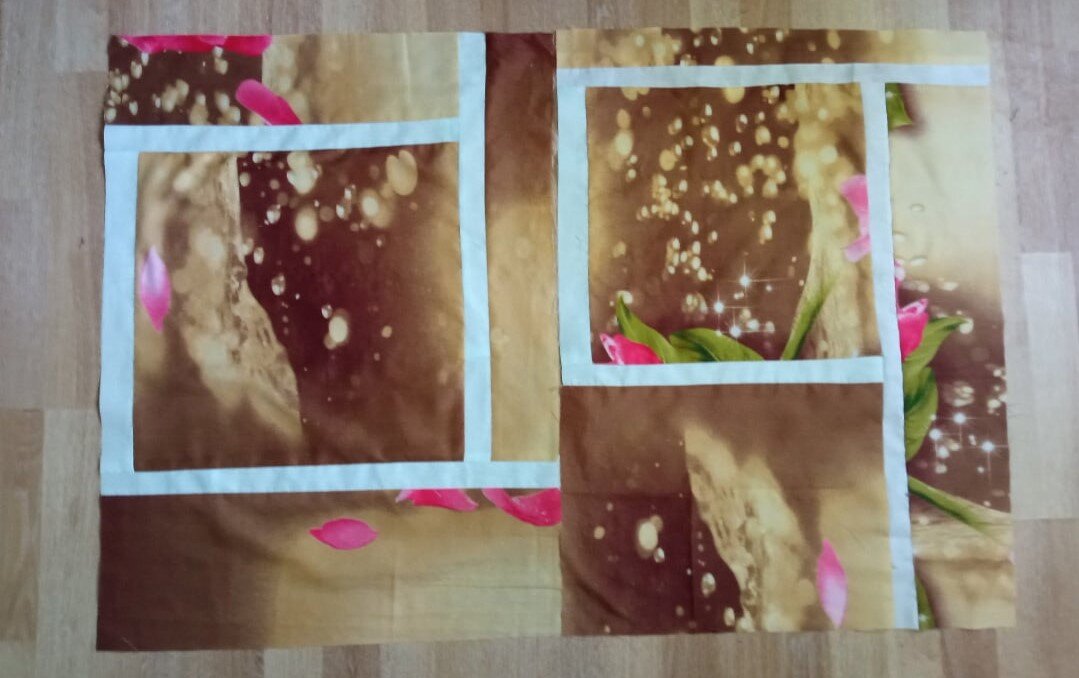 две половинки чехла для лоскутного одеяла