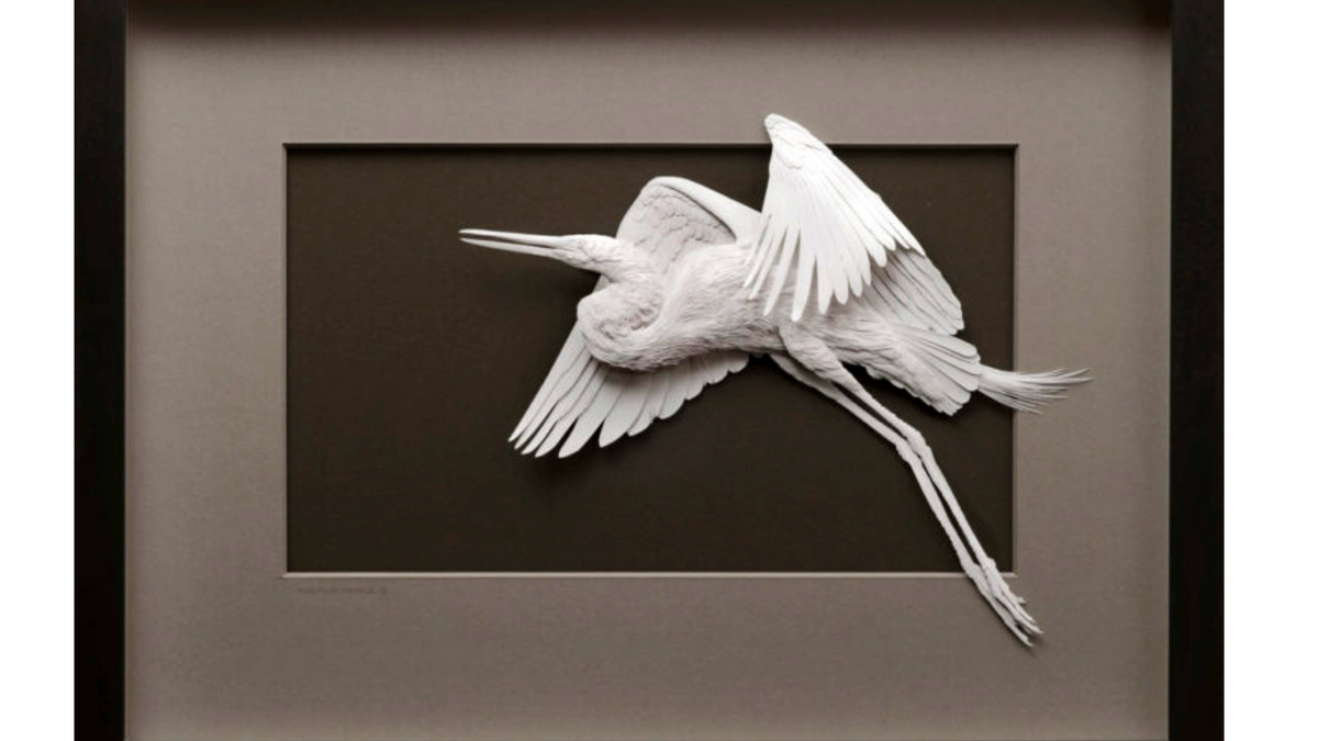 Бумажная скульптура "Цапля", Келвин Николс