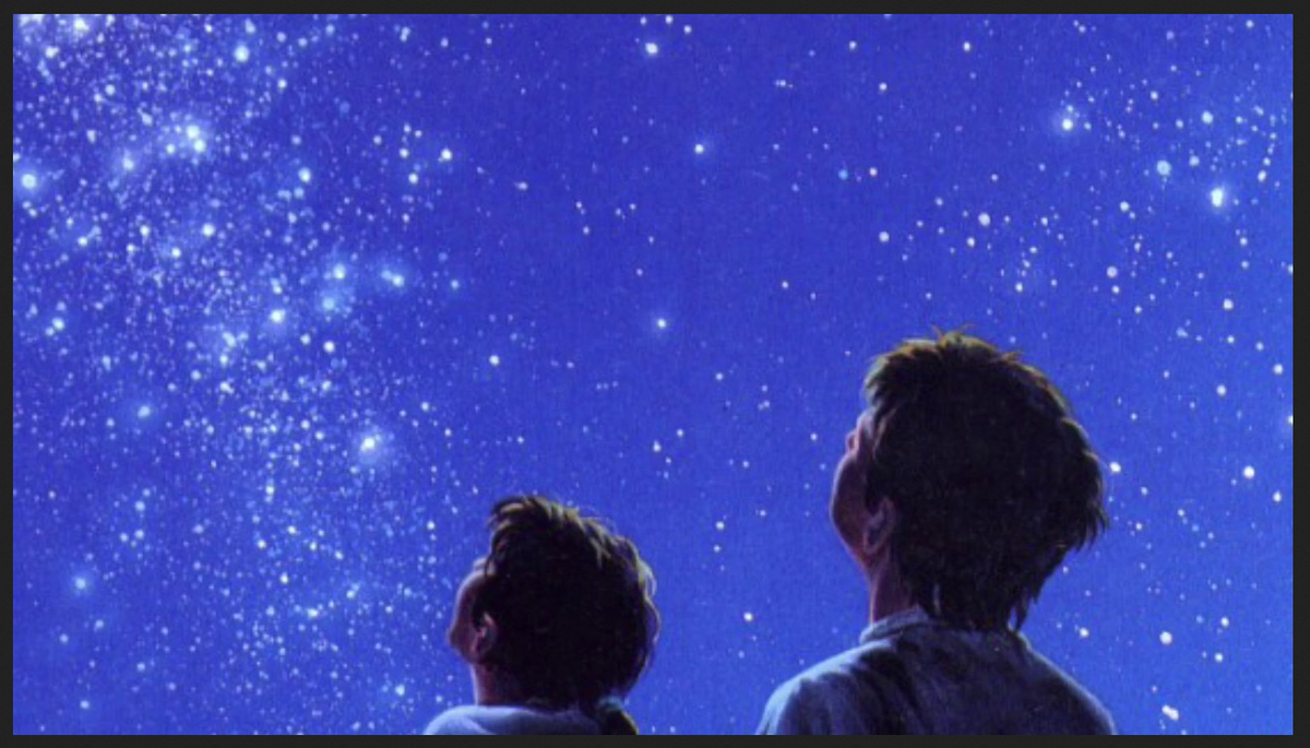Дети смотрят на звезды, из сети