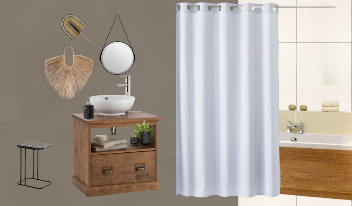 Мой коллаж-проект ванной комнаты для бабушки. Роль играет не сколько перекраска, сколько подбор хорошего правильного декора. Листайте в галерее способы преображения бабушкиных ванных комнат. 