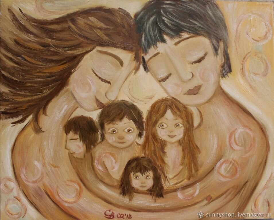 Картинка мама и три ребенка