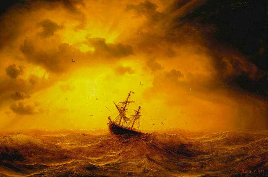 Маркус Ларсон. Шторм на море. 1857. Холст, масло