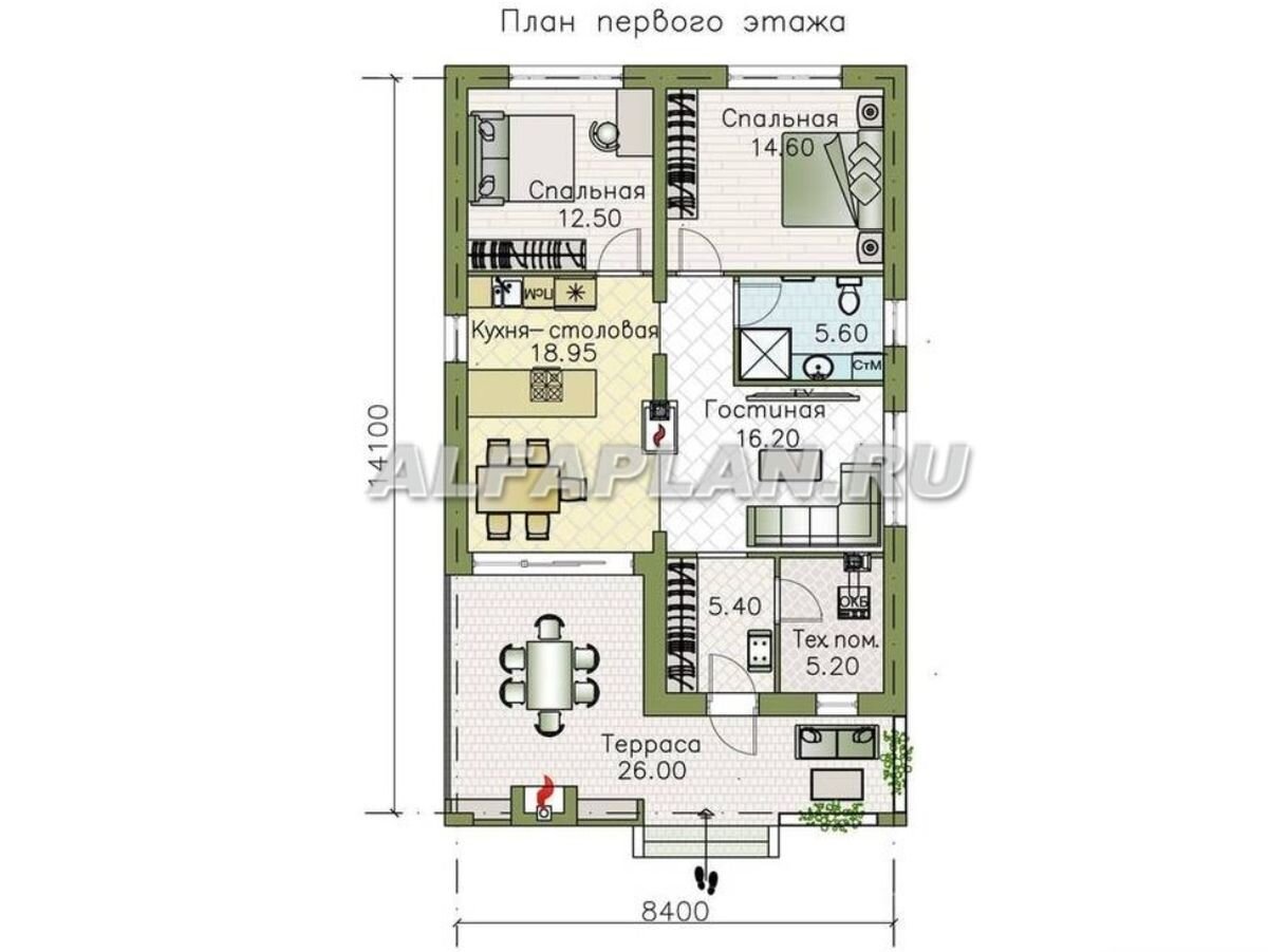 Планировка дома по проекту "Родия" 619В 
