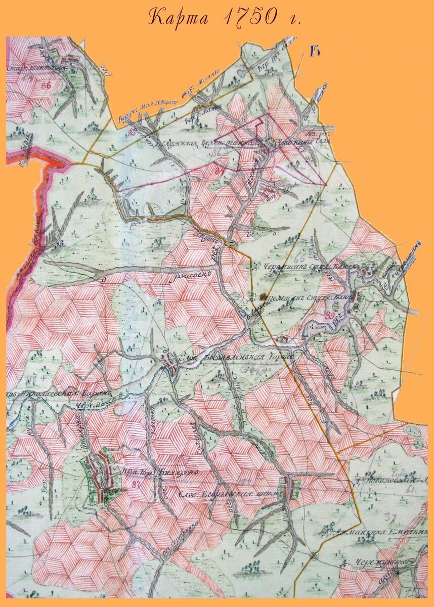Карта Билярска, его окрестностей 1750 года.