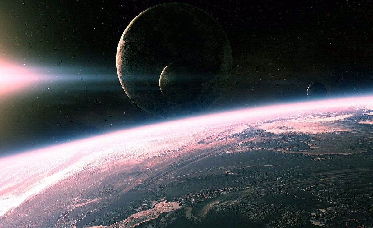 Космос. Футуристический пейзаж. 