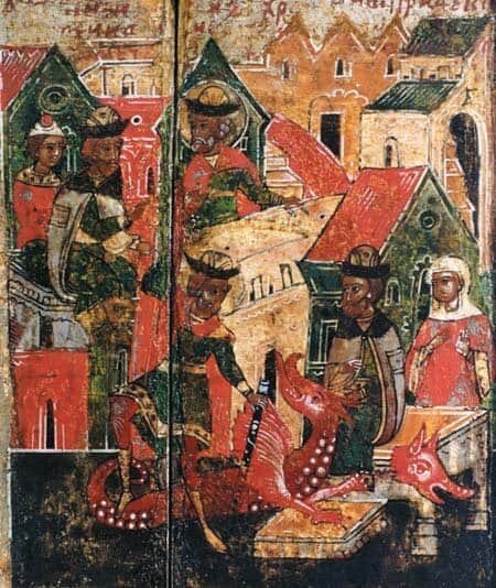 Князь Петр убивает змея.