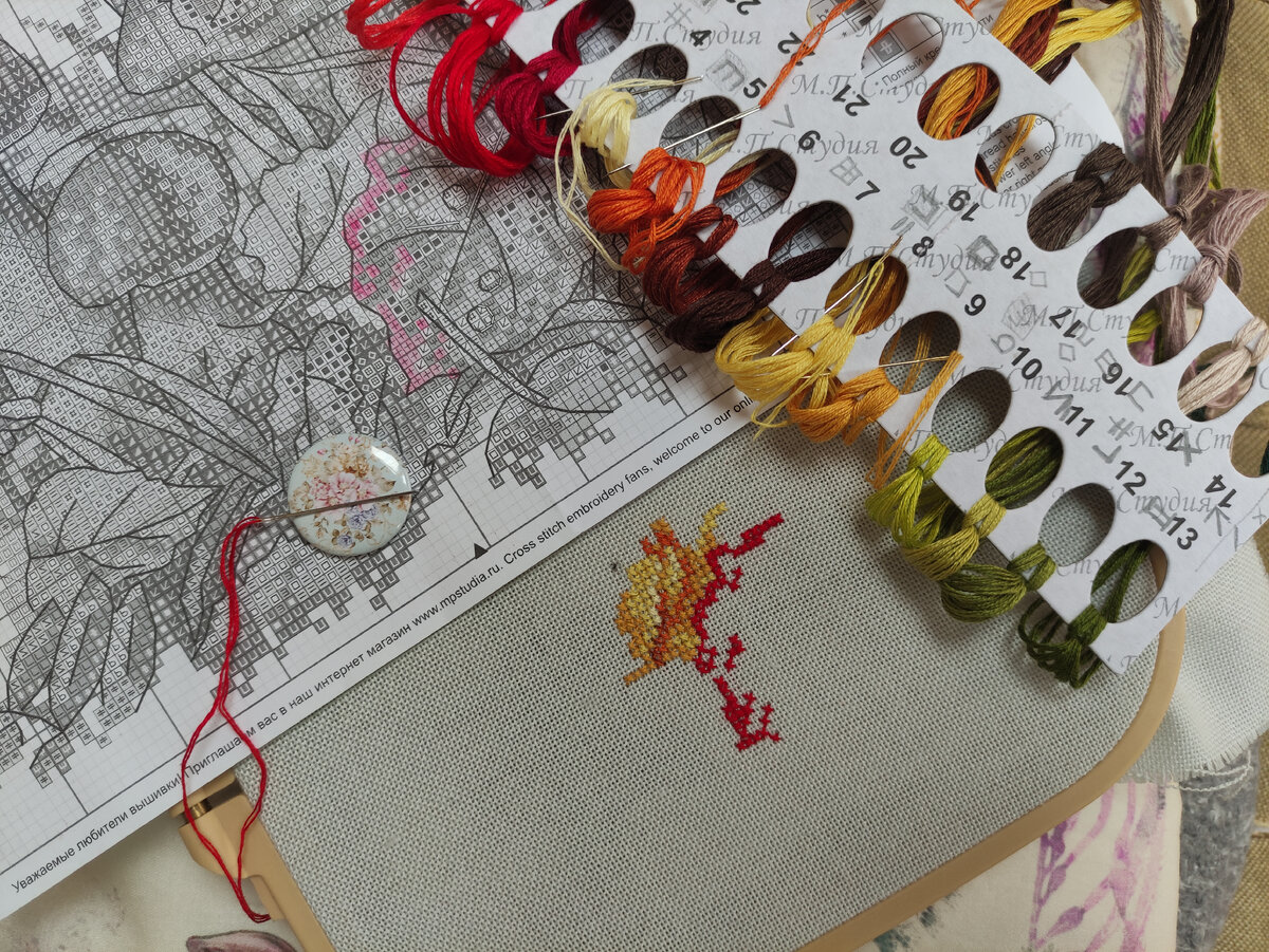 Вышиваю осенние грибы  "Дары осеннего леса" М.П.Студия М-193