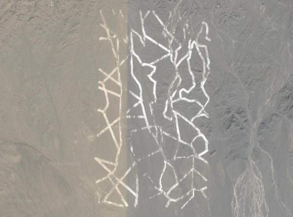 Белые линии в пустыне Гоби