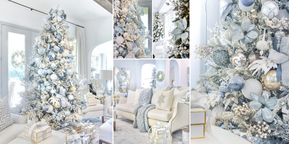 Цветы в украшении новогодней ели