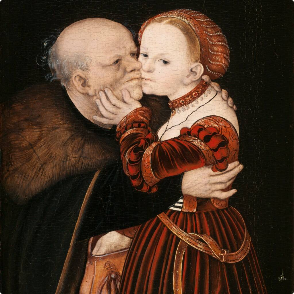 Лукас Кранах. Куртизанка и старик. (Влюбленный старик), 1530.
