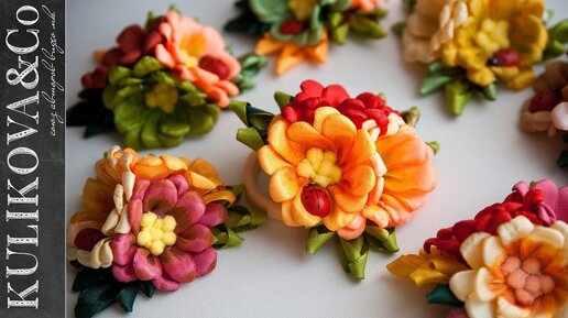 ЦВЕТЫ ИЗ УЗКОЙ ЛЕНТЫ, МК / DIY Narrow Ribbon Flowers
