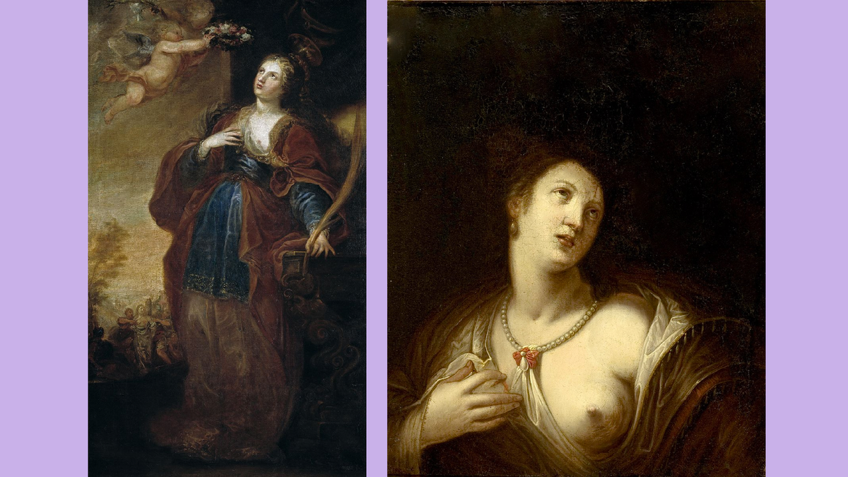 Святая Агата. 1. Франциско Риси. Последняя четверть XVII века. Прадо, Мадрид. 2. Неизвестный художник. Между 1776 и 1825. Музей изящных искусств, Кордова