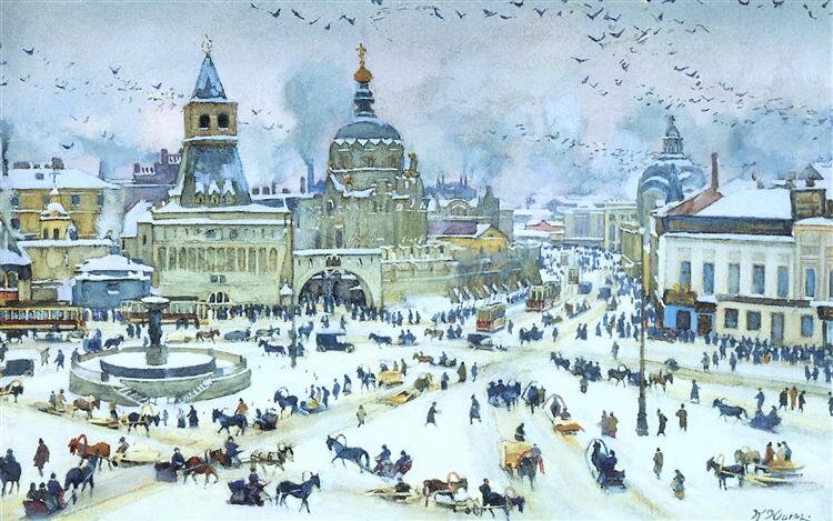 Константин Юон. «Лубянская площадь зимой», 1905 год, Государственная Третьяковская галерея, Москва © Public Domain