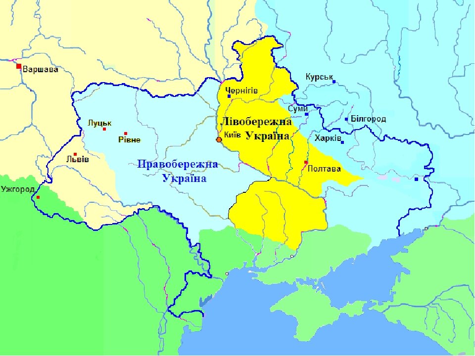 Разделение украины по днепру карта