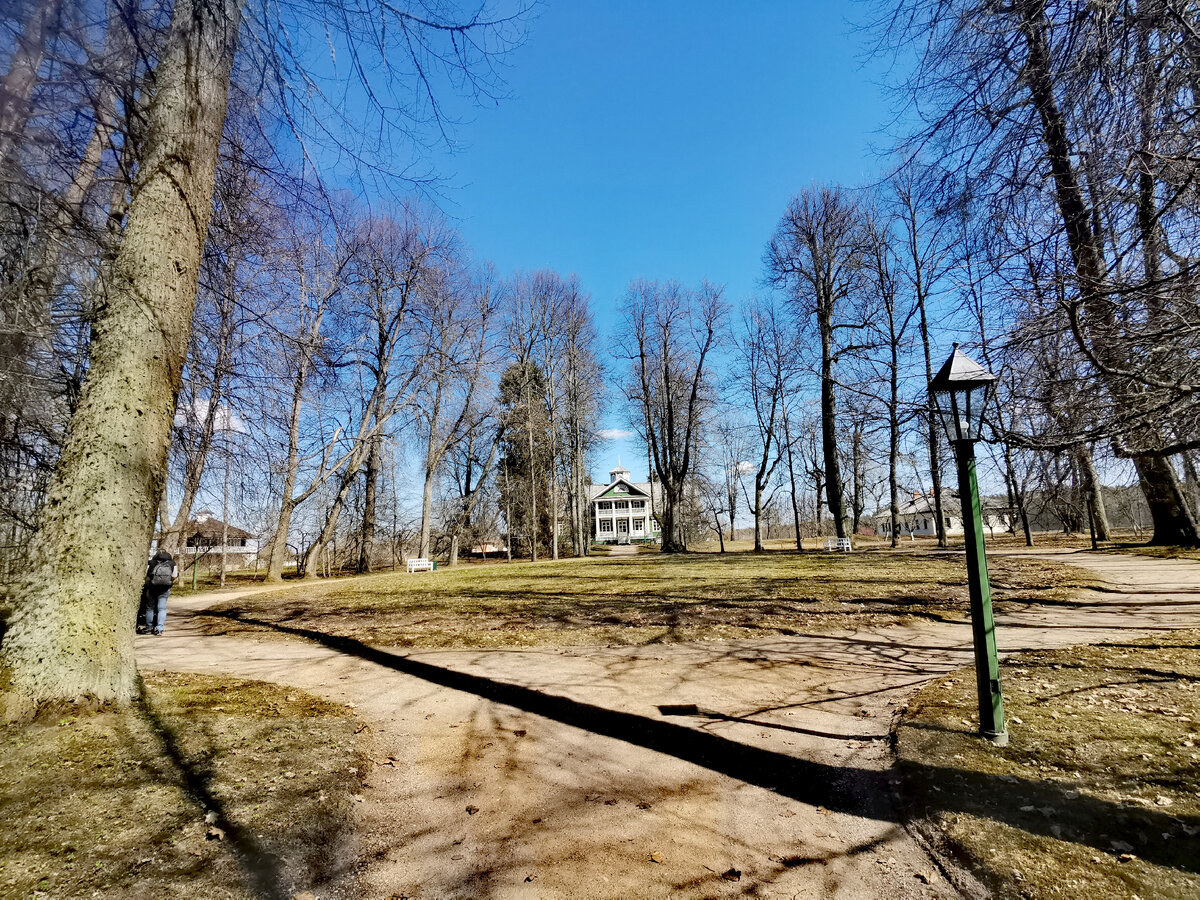 Главная аллея, виднеется усадьба, дерновый круг. 