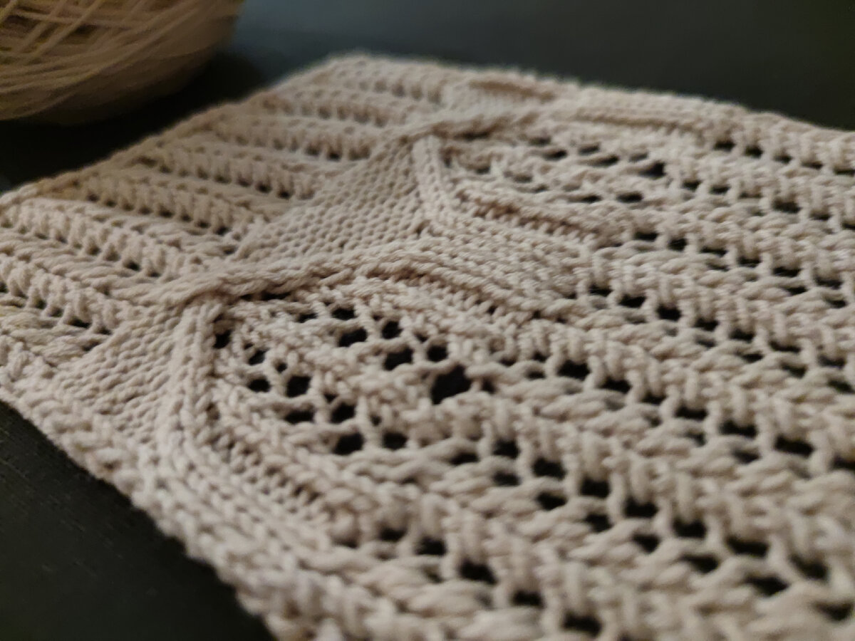 Образец связан на спицах 3мм из пряжи Alize Cotton Gold