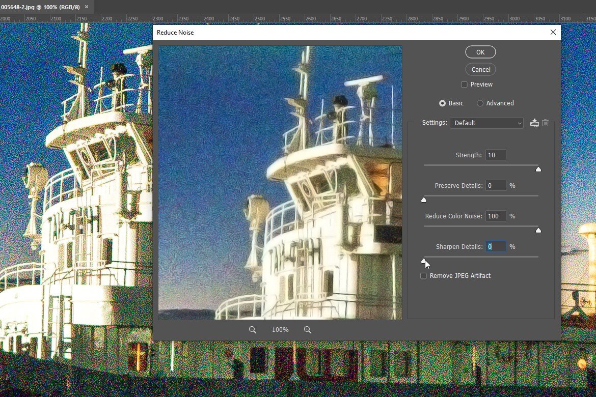    Предварительный просмотр работы фильтра Reduce Noise. Шума стало меньше, цветовой шум полностью исчез / Иллюстрация: Алиса Смирнова, Фотосклад.Эксперт