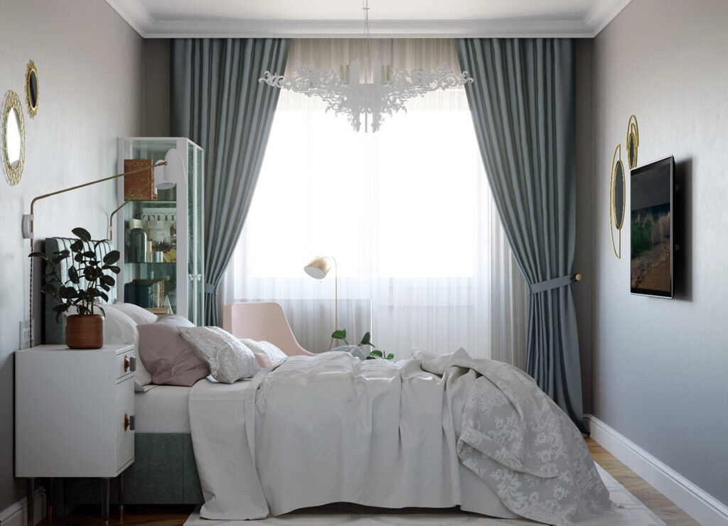 Сканди двушка с элементами классики. Уютный интерьер для семьи из двух человек