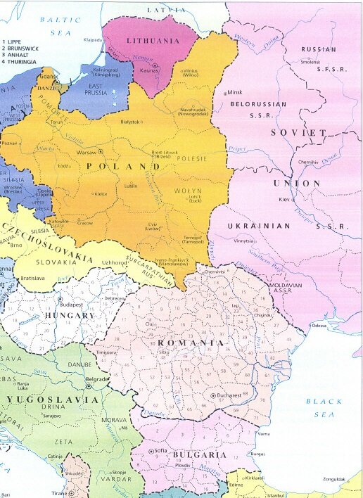 Карта Центральной Европы в 1930 году. 