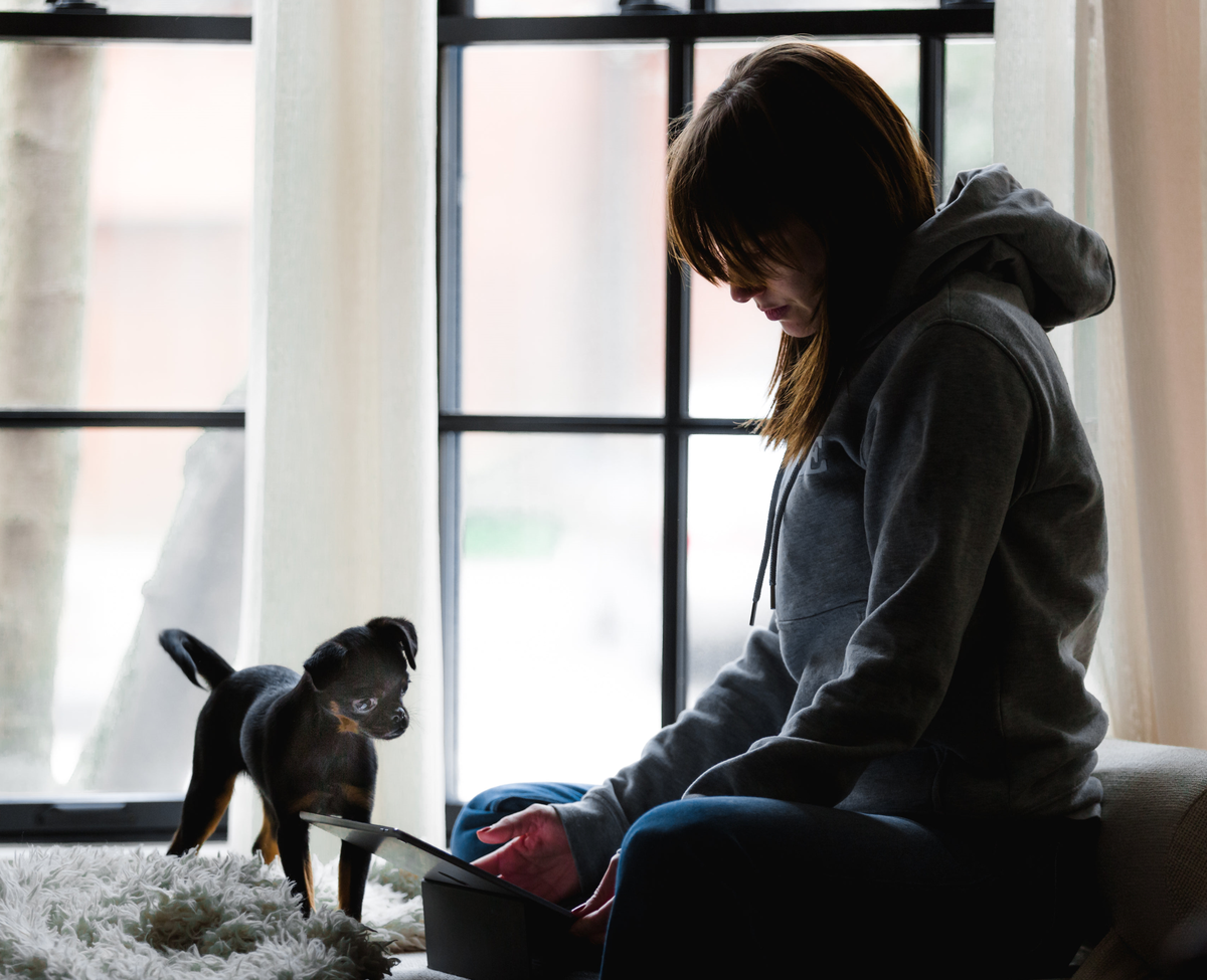 woman-works-while-dog-watchesФото Мэтью Генри из Burs